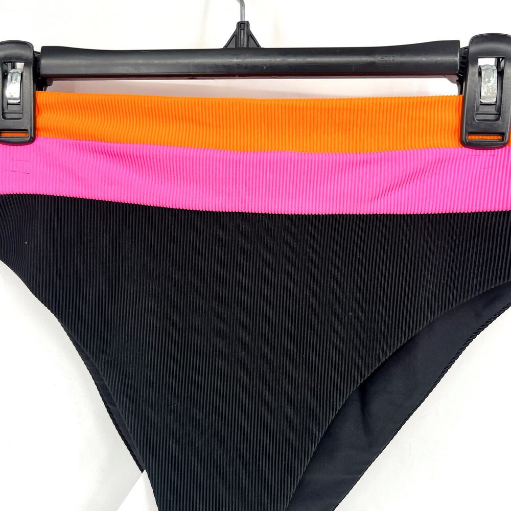 BEACH RIOT Heidi Colorblock High Waist Bikini Bottoms Medium Black Orange NWT - Picture 5 of 14